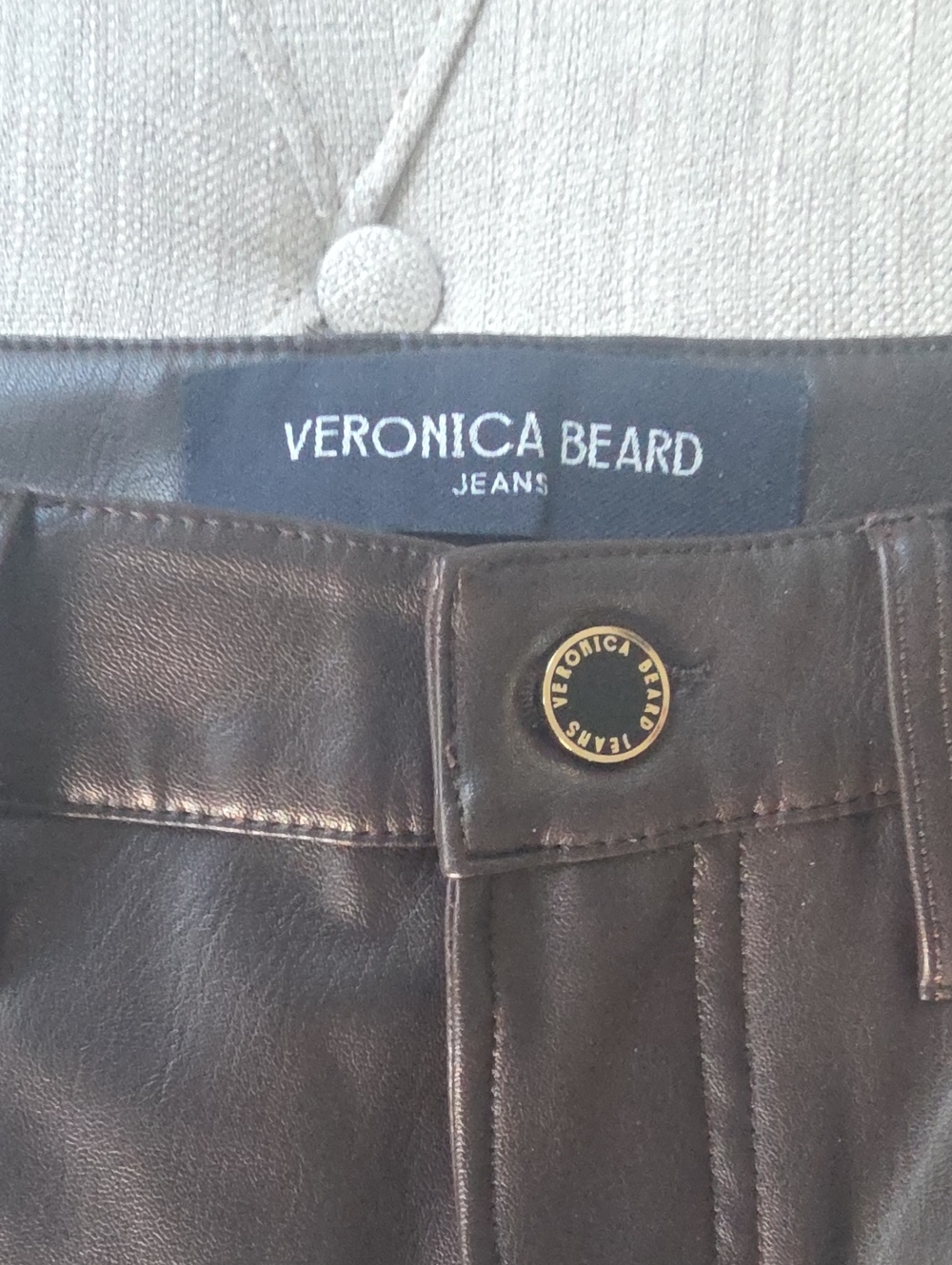 Veronica Beard Brown Faux Leather High-Waist Trousers SIZE 28 NWOT - Picture 3 of 7